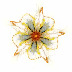 Fototapeta na wymiar Symmetrical fractal flower, digital artwork for creative graphic