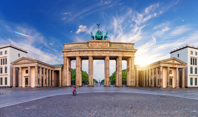Famous Brandenburg Gate or Brandenburger Tor at sunset, Berlin, Germany