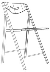 Dinning Chair Simple Outline Drawing, Isolated Vector