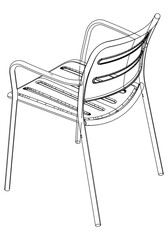 Dinning Chair Simple Outline Drawing, Isolated Vector