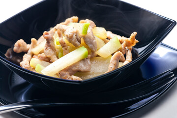poultry meat with cooked kohlrabi