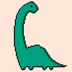 Vector illustration of a dinosaur in pixel art