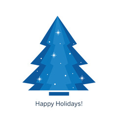 Fototapeta premium Abstract blue chirstmas tree snowflakes decorations, vector design illustration.
