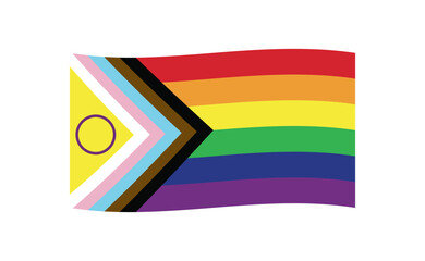 New Updated LGBTQ Pride Flag Vector. Intersex Inclusive Progress Pride Flag. Banner Flag for LGBT, or LGBTQIA+ Pride.