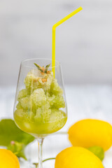 still life with lemon mint sorbet