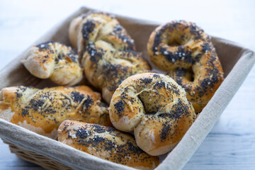 still life of homemade buns and rolls