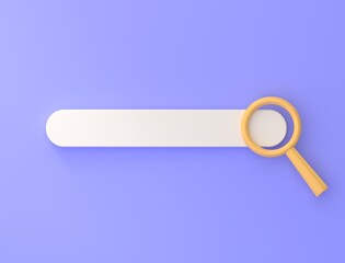 Empty search bar with big magnifying glass, 3D render, 3D illustration