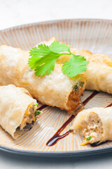 still life of spring rolls