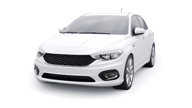 Rome. Italy. January 15, 2022. Fiat Tipo compact sports car family sedan on white background. 3d illustration.