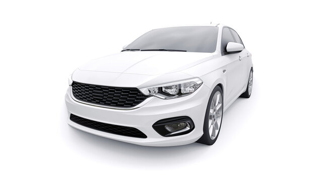 Rome. Italy. January 15, 2022. Fiat Tipo compact sports car family sedan on white background. 3d illustration.