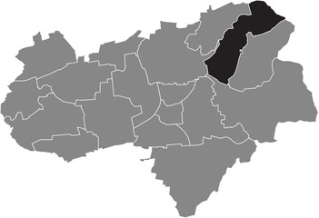 Black flat blank highlighted location map of the 
NIKOLAUSBERG DISTRICT inside gray administrative map of Göttingen, Germany