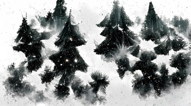 Digital image of snowflakes falling over multiple chri 