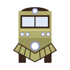 Train transport vector illustration locomotive icon. Railway train cartoon passenger transport machine wagon isolated white. Trable railroad speed engine vehicle track. Subway station locomotive icon