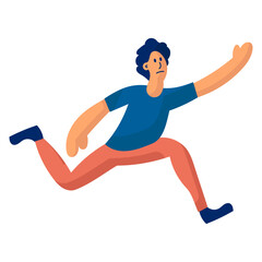 Fototapeta na wymiar Man run vector illustration. Person male running and runner competition concept. Business cartoon design businessman athlete and success leadership victory. Winner adult indian character