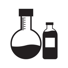 Alcohol flask chemicals vassals icon | Black Vector illustration |