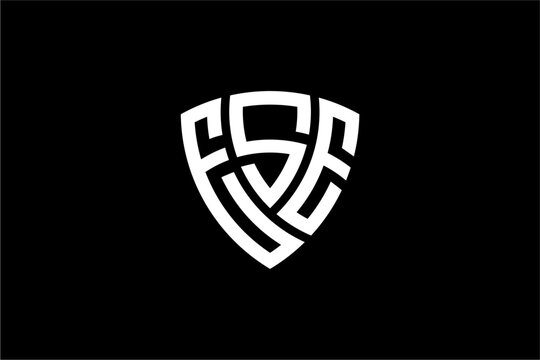 ESE creative letter shield logo design vector icon illustration