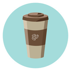 love of coffee, coffee in a glass.  Coffee beans. International Coffee Day. Vector graphics. Flat illustration. The background is isolated.