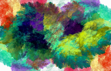 Puffs of multi-colored smoke on a white background. Abstract fractal background. 3d rendering. 3d illustration.