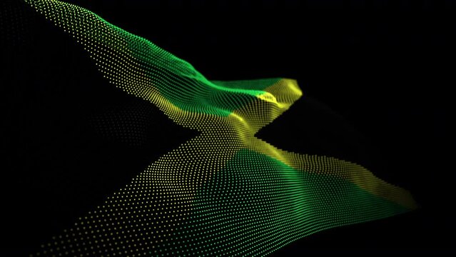 Seamless looping animated digital flag of Jamaica overlay rendered of points in 4K resolution including luma matte