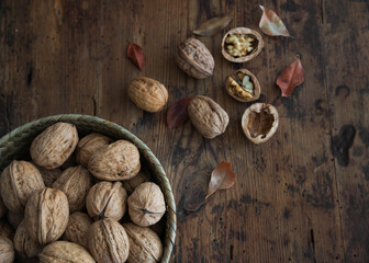 still life bowl of walnuts