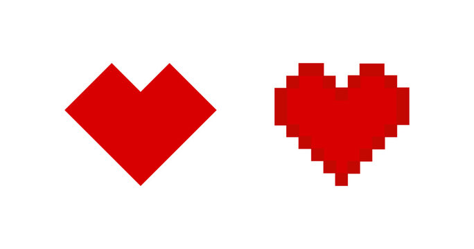 Pixel art heart icon. Love 8 bit symbol. Sign game vector.