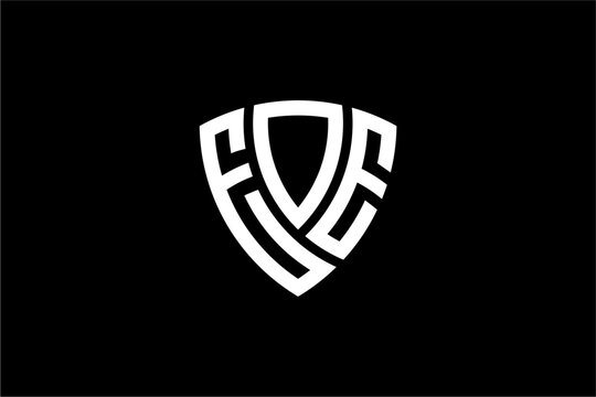 EOE creative letter shield logo design vector icon illustration