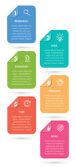 Vertical infographic design with icons and 6 options or steps. Thin line. Infographics business concept. Can be used for info graphics, flow charts, presentations, mobile web sites, printed materials.