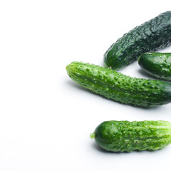 Ripe fresh green cucumber isolated on a white background
