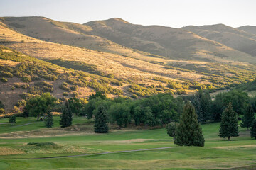 Fototapeta na wymiar Mountain Dell Golf Course at Sunrise In The Wasatch Mountains of Utah