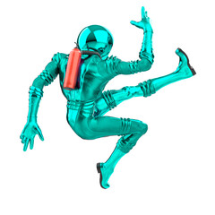 retro astronaut rear view