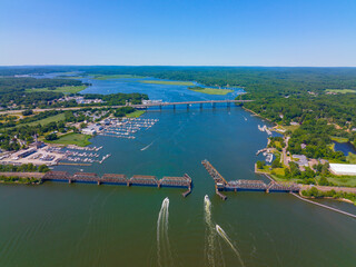 Old Saybrook Old Lyme Bridge (train) and Raymond E. Baldwin Bridge (vehicle on Interstate Highway...