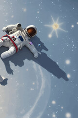 Astronaut flies in outer space