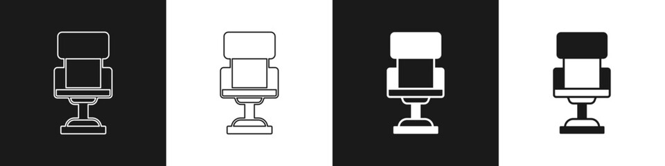 Set Office chair icon isolated on black and white background. Vector