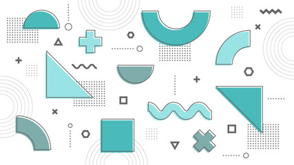 Modern Abstract Background with Retro Memphis and Soft White Blue Tosca Pastel Color