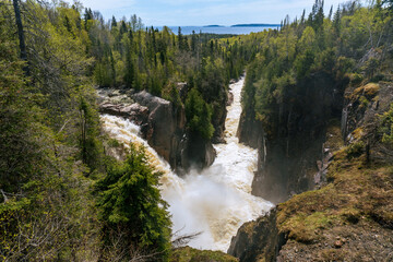 Aguasabon Falls and Gorge in Terrace Bay, Ontario, Canada along Lake Superior. Beautiful ferocity...