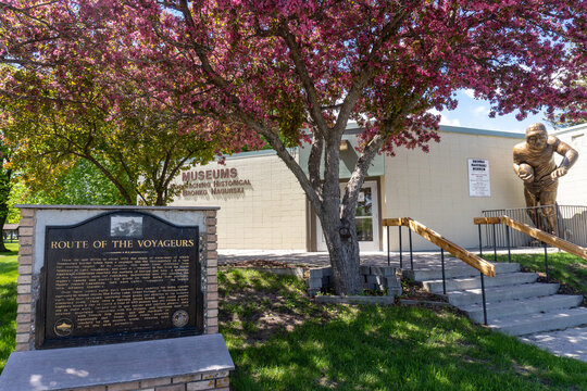 International Falls, Minnesota: Koochiching County Historical Museum, Bronko Nagurski Museum, Route Of The Voyageurs Historical Marker. 