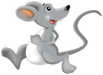 cartoon scene with happy smiling mouse illustration for children