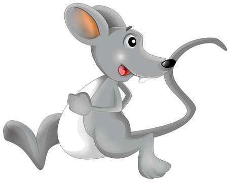 cartoon scene with happy smiling mouse illustration for children