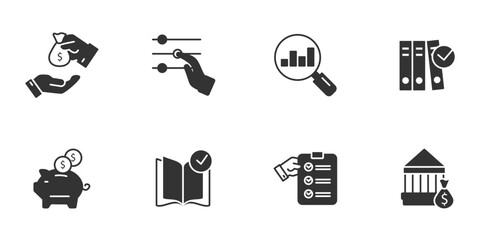 budget. Planning, Saving, Investment and Control  icons  symbol vector elements for infographic web