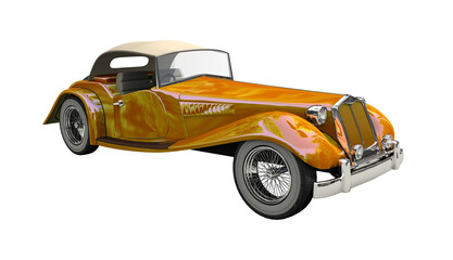 Obraz premium Detailed 3d model of a vintage convertible yellow car.