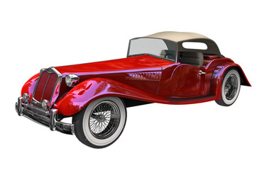 Obraz na płótnie Canvas Vintage hot rod convertible car in red.