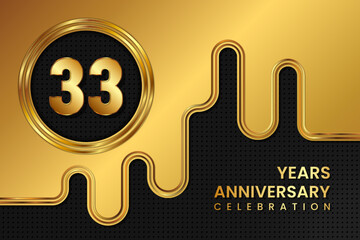 Obraz premium 33 Year Anniversary celebration template design. Golden Anniversary, vector illustration.