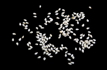 Sesame Seeds on Black Background