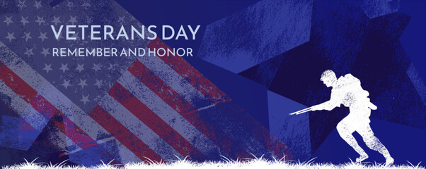 veterans day baner - vector illustration - obrazy, fototapety, plakaty