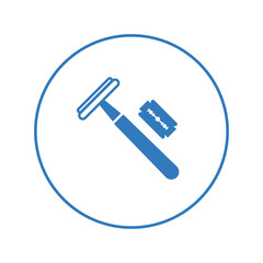 Hair removing razor and blade icon | Circle version icon |
