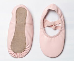 Pink leather ballet shoes