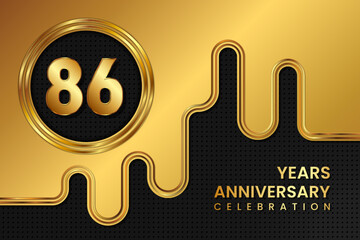 86 Year Anniversary celebration template design. Golden Anniversary, vector illustration.