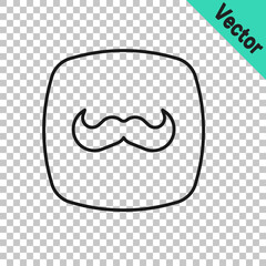 Black line Mustache icon isolated on transparent background. Barbershop symbol. Facial hair style. Vector