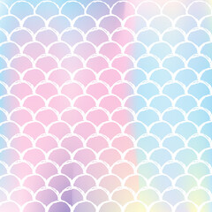 Holographic scale background with gradient mermaid.