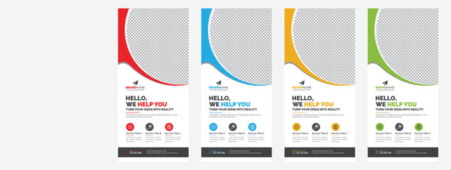 Modern Corporate Business DL Flyer Leaflet Template Sample Unique Concept, Creative Business Rack Card Vector Design Layout for Advertisement, Promotion